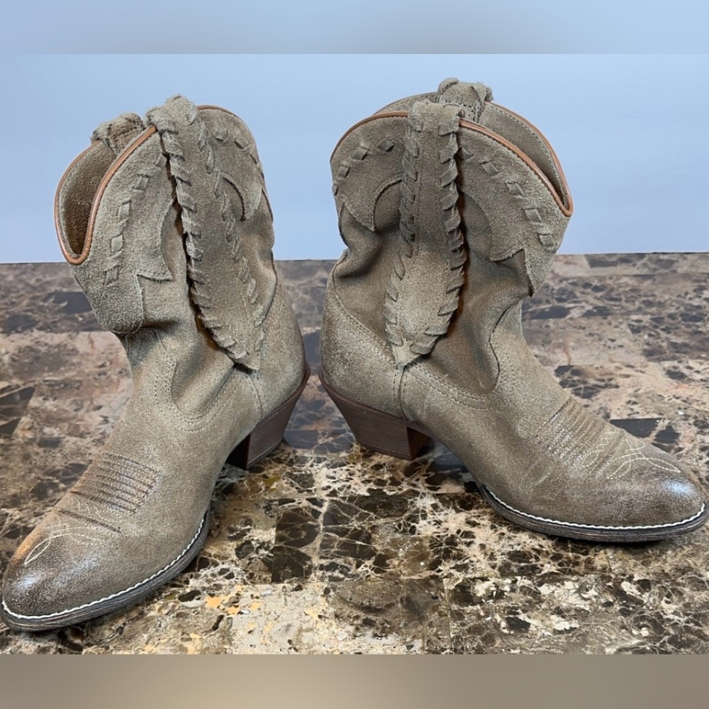Ariat Women's Leather Round Up Rianda Western Cowgirl Boots Taupe Suede Brown - Picture 16 of 16
